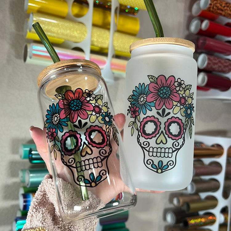 Pink calavera 16 oz cup